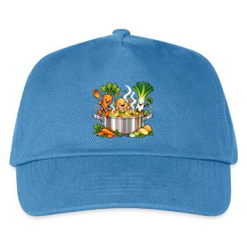 Fröhliche Gemüsefreunde kochen Suppe  - Kinder Basecap - Pfauenblau - Vorne