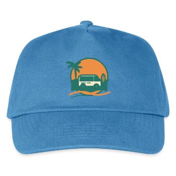 Sonnenuntergang Surfbus am Strand - Kinder Basecap - Pfauenblau - Vorne