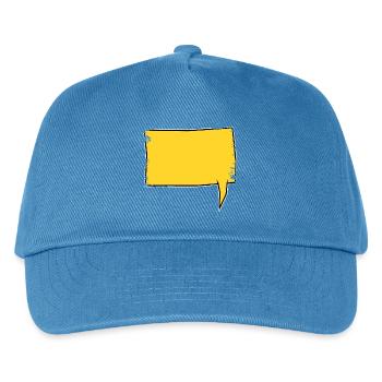 Eckige Sprechblase rechts in Gelb used look - Kinder Basecap - Pfauenblau - Vorne