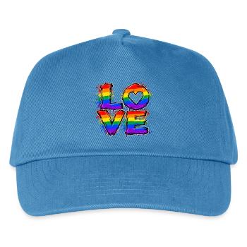 Liebe im Regenbogen-Look - Kinder Basecap - Pfauenblau - Vorne