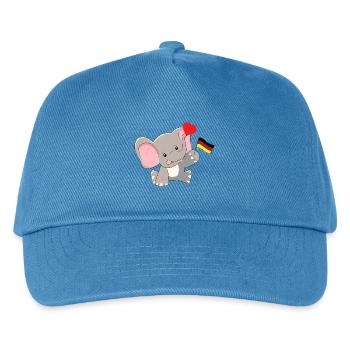 Deutscher Deutsch Fahne Länder Kinder Elefant - Kinder Basecap - Pfauenblau - Vorne