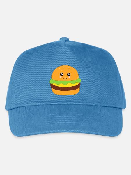 Kawaii, Burger, fast food - Kinder Basecap - Pfauenblau