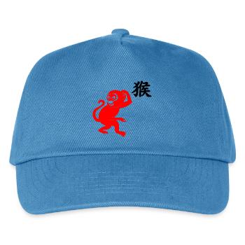 Chinesisches Schriftzeichen roter Affe mit Affenbild - Kinder Basecap - Pfauenblau - Vorne