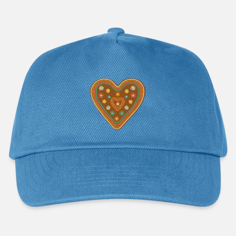 Süßes Lebkuchen Herz Weihnachten Xmas Deko Kinder - Kinder Basecap - Pfauenblau