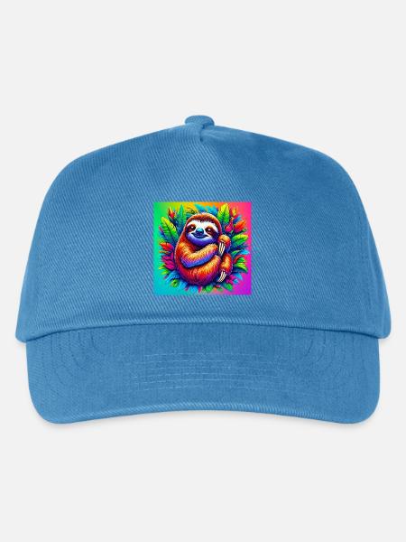 Faultier - Kinder Basecap - Pfauenblau