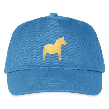 Dalapferd Gold Schweden Weihnachten Deko Luxus  - Kinder Basecap - Pfauenblau - Vorne