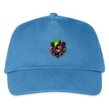 Neon Cat Graffiti Splatter - Kinder Basecap - Pfauenblau - Vorne
