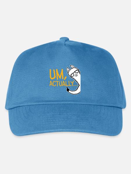 Lama Alpaka Um Actually Lustig Nerd Klugscheißer - Kinder Basecap - Pfauenblau