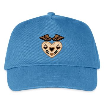 Herz Flügel Schutzengel Tattoo - Kinder Basecap - Pfauenblau - Vorne