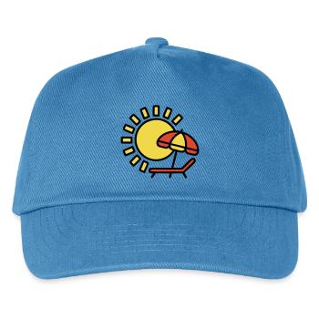 Strandliege Sonne Sonnenschirm Sommerurlaub - Kinder Basecap - Pfauenblau - Vorne