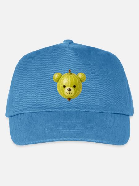 Stachelbeere mit Bärengesicht | Niedliches Motiv - Kinder Basecap - Pfauenblau