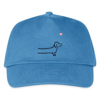 Dackel Herz Hunde - Kinder Basecap - Pfauenblau - Vorne