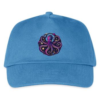 Cosmic Octopus Planetary Orbit Illustration - Kids’ Baseball Cap - peacock-blue - Front
