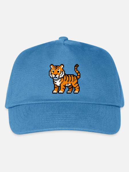 Pixel-Tiger Junges Retro Pixelkunst - Kinder Basecap - Pfauenblau