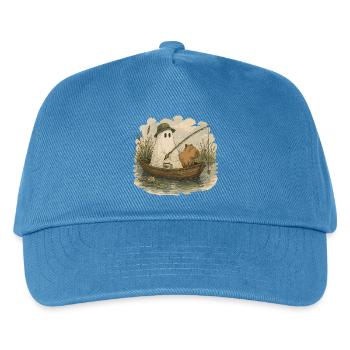 Capybara Geist Angeln Teich Meh Ruderboot - Kinder Basecap - Pfauenblau - Vorne