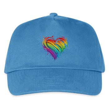 CSD LGBT Regenbogen LGBTQ Herz Pride Just Love - Kinder Basecap - Pfauenblau - Vorne