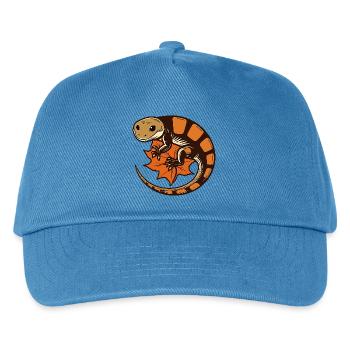 Salamander auf Herbstblatt - Kinder Basecap - Pfauenblau - Vorne