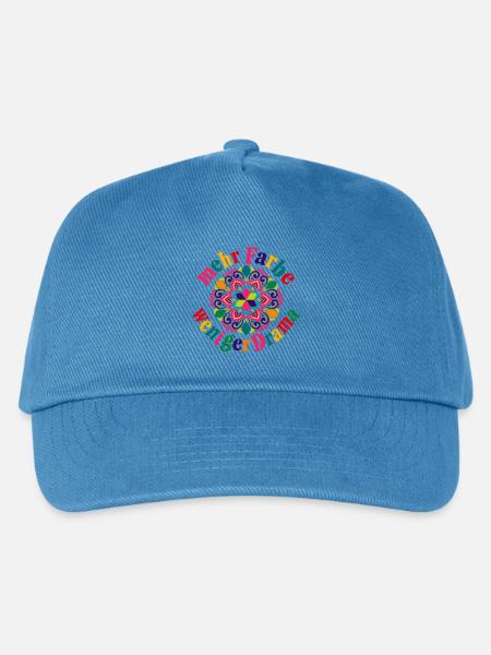Mehr Farbe Weniger Drama – Buntes Statement - Kinder Basecap - Pfauenblau