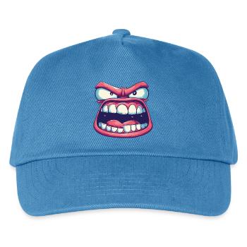 Rosa Gesicht mit seltsamem Blick und wütendem offenem Mund - Kinder Basecap - Pfauenblau - Vorne