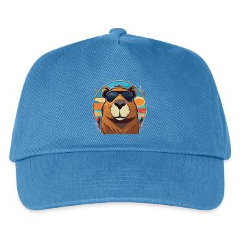 Kapybara mit Brille - Kinder Basecap - Pfauenblau - Vorne