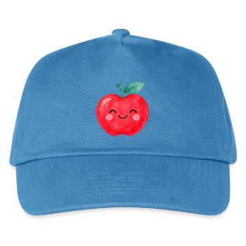 Niedlicher Apfel mit Gesicht im Aquarellstil - Kinder Basecap - Pfauenblau - Vorne