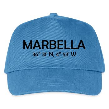 Marbella Coordinates Espana Spain Spainen - Kinder Basecap - Pfauenblau - Vorne