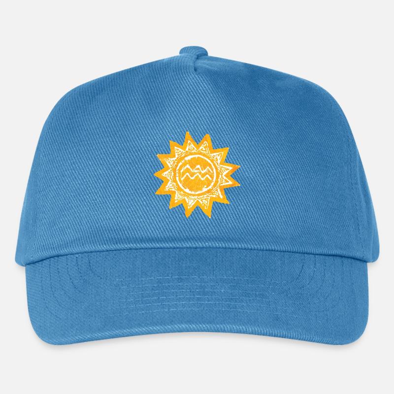Abstraktes Sonnen-Design in Gelbtönen Mallorca - Kinder Basecap - Pfauenblau