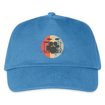 Schlagzeug, Trommel, Musik, Retro, Drumms, Band - Kinder Basecap - Pfauenblau - Vorne