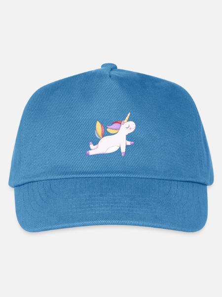 Buntes Einhorn sitzend, Pastellmuster - Kinder Basecap - Pfauenblau
