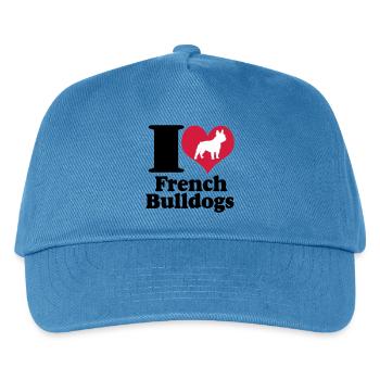 Französische Bulldogge ,I Love French Bulldogs(25) - Kinder Basecap - Pfauenblau - Vorne
