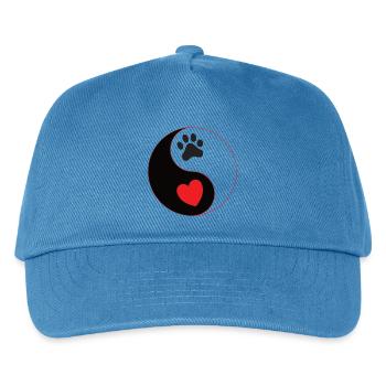 Hund - yin & yang Pfote mit Herz Hundeschule Gassi - Kinder Basecap - Pfauenblau - Vorne