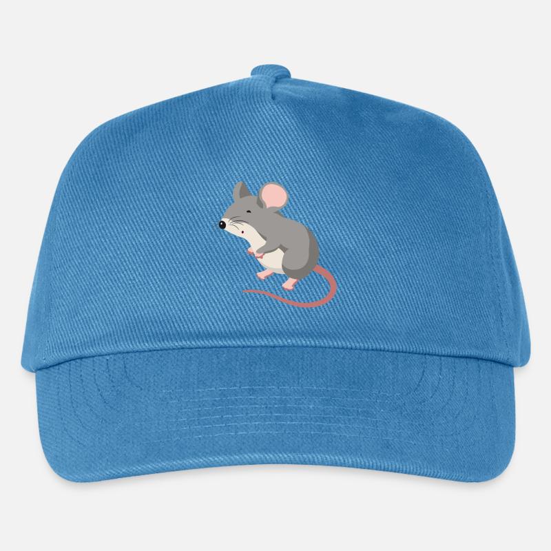 Maus Illustration – handgezeichnetes Tiermo - Kinder Basecap - Pfauenblau