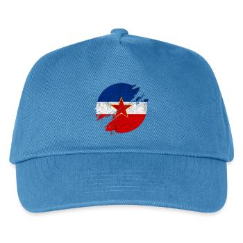 Jugoslawien Vintage Flaggen Kreis - Kinder Basecap - Pfauenblau - Vorne