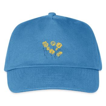 Gelbe Blumen - Kinder Basecap - Pfauenblau - Vorne