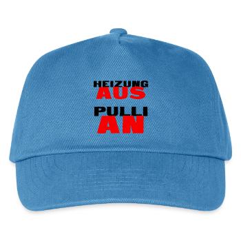 Energie sparen / Heizung runter Heizkosten sparen - Kinder Basecap - Pfauenblau - Vorne