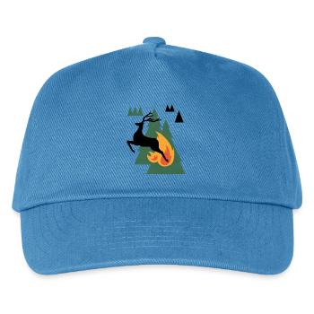 Bear by Campfire in Pines - Kids’ Baseball Cap - peacock-blue - Front
