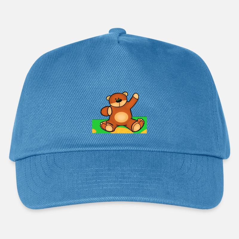 Niedlicher kleiner Teddybär, der im Gras sitzt - Kinder Basecap - Pfauenblau