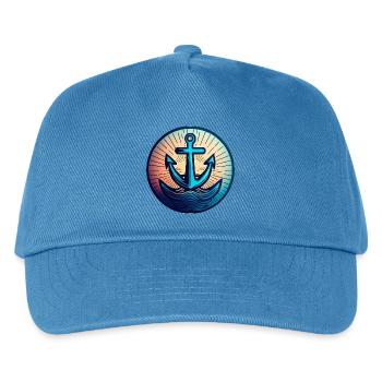 Sailing Motorboat Anchor Round Sunset - Kids’ Baseball Cap - peacock-blue - Front