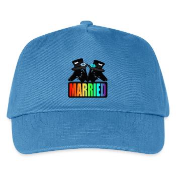 LGBTQ-PAAR VERHEIRATET - HOCHZEIT - SCHWULER BRÄUTIGAM - Kinder Basecap - Pfauenblau - Vorne