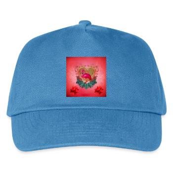 Wunderbarer Flamenco mit Herz und Blumen. - Kinder Basecap - Pfauenblau - Vorne