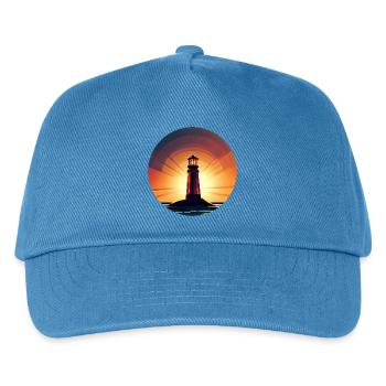 Leuchtturm bei Sonnenuntergang Romantisch - Kinder Basecap - Pfauenblau - Vorne