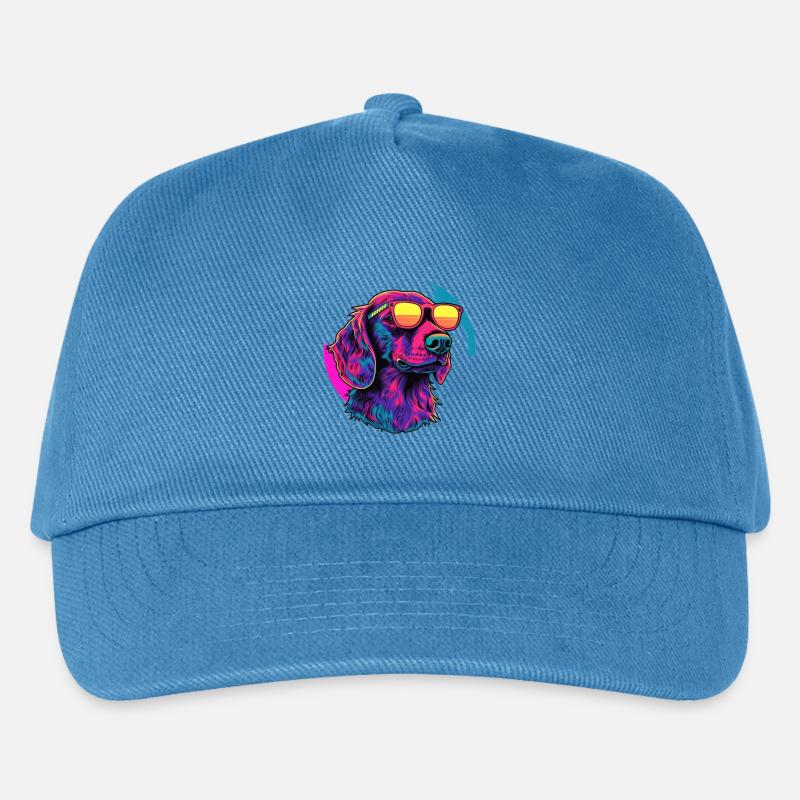 Neon Hund mit Sonnenbrille - Kinder Basecap - Pfauenblau