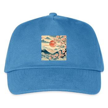 Sonnenaufgang im Ukiyo-e-Stil II - Kinder Basecap - Pfauenblau - Vorne