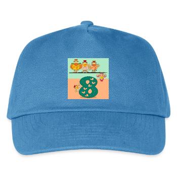 Zahl Acht - Hühner - Kinder Basecap - Pfauenblau - Vorne