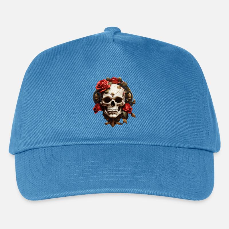 Rosen-Schädel Kranz - Kinder Basecap - Pfauenblau