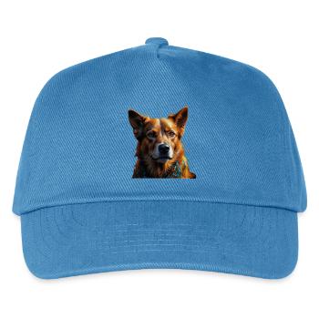 Buntes Hundeporträt Schal - Kinder Basecap - Pfauenblau - Vorne