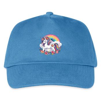 Unicorn with flowers and rainbow - Kids’ Baseball Cap - peacock-blue - Front