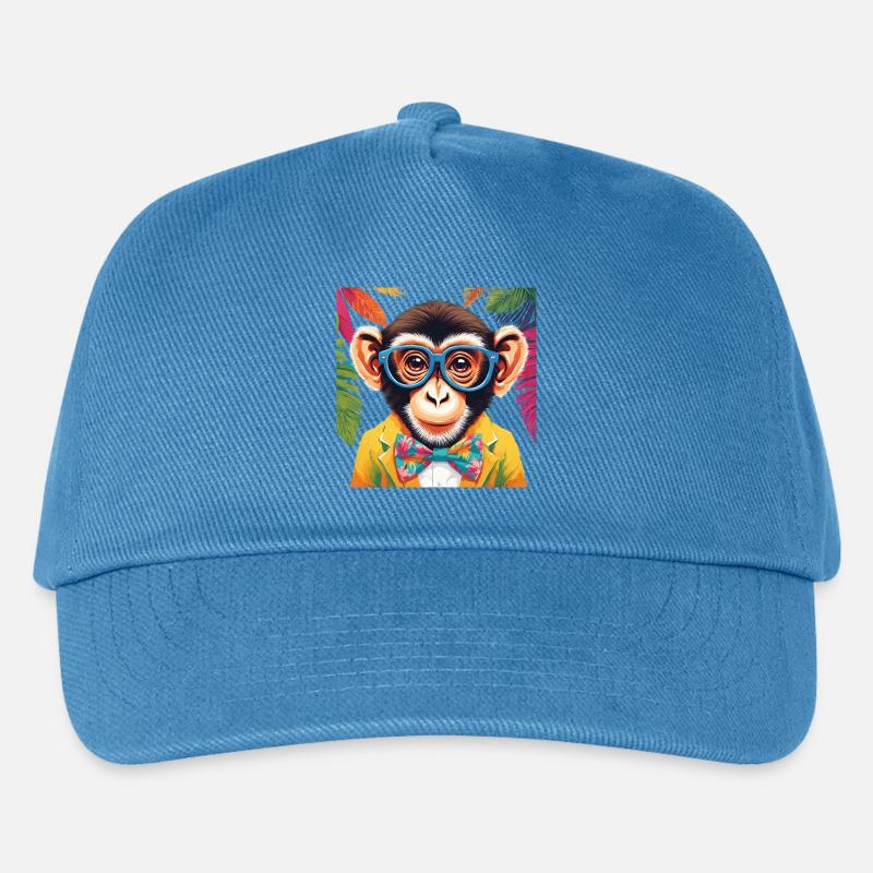 Lebendiger Affe in stilvoller Kleidung - Kinder Basecap - Pfauenblau