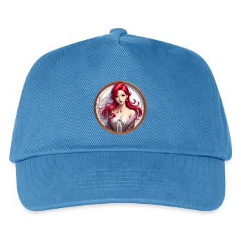 Roter Haar Glamour im Rundbild - Kinder Basecap - Pfauenblau - Vorne