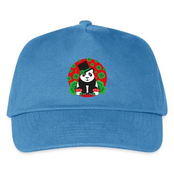 Panda Glücksbringer mit Kleeblätter. - Kinder Basecap - Pfauenblau - Vorne